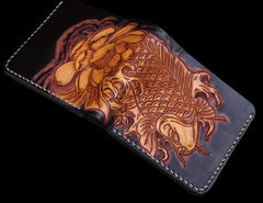 Handmade Leather Carp Mens billfold Wallet Cool Leather Wallet Slim Wallet for Men - imessengerbags