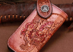 Handmade Leather Kylin Mens Chain Biker Wallet Cool Leather Wallet With Chain Wallets for Men - imessengerbags