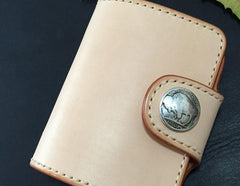 Handmade Leather Mens Cool Short Wallet Card Holder Small Card Slim Wallets for Men
