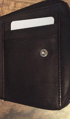 Genuine Leather Mens Cool billfold Long Leather Wallet Men Small Wallets Bifold for Men - imessengerbags