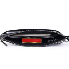 Handmade Leather Mens Urban Cohort Clutch Cool Slim Wallet Zipper Clutch Wristlet Wallet for Men