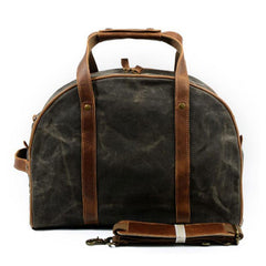 Mens Waxed Canvas Leather Small Weekender Bag Canvas Handbag Travel Bag for Men - imessengerbags