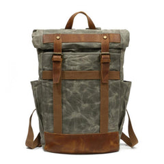 Waxed Canvas Mens Travel Backpack Canvas School Backpack Laptop Backpack for Men