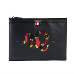 Handmade Leather Mens Clutch Snake Cool Slim Wallet Zipper Clutch Wristlet Wallet for Men - imessengerbags