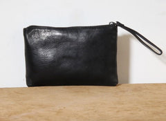 Genuine Leather Mens Clutch Cool Slim Wallet Zipper Clutch Wristlet Wallet for Men