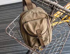 Canvas Mens Cool Chest Bag Sling Bag Crossbody Bag Travel Bag Hiking Bag for men