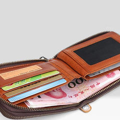 Handmade Mens Cool billfold Leather Wallet Men Small Wallets Bifold for Men - imessengerbags