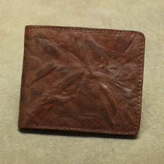 Vintage Brown Leather Men's Bifold Small Wallet Black Slim Vertical billfold Wallet For Men - imessengerbags