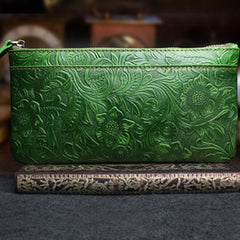 Handmade Leather Mens Cool Zipper Phone Travel Long Wallet Holder Slim Clutch Wallets for Men - imessengerbags