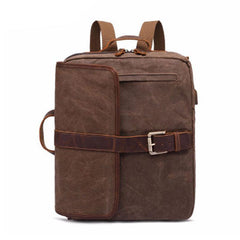 Waxed Canvas Leather Mens Cool Backpack Canvas Handbag Canvas Shoulder Bag for Men