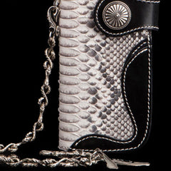 Handmade Leather Black Mens Chain Biker Wallet Cool Leather Wallet Long Clutch Wallets for Men - imessengerbags