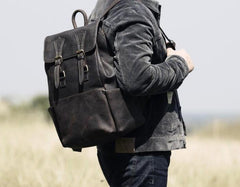 Handmade Leather Mens Cool Backpack Sling Bag Large Travel Bag Hiking Bag for men