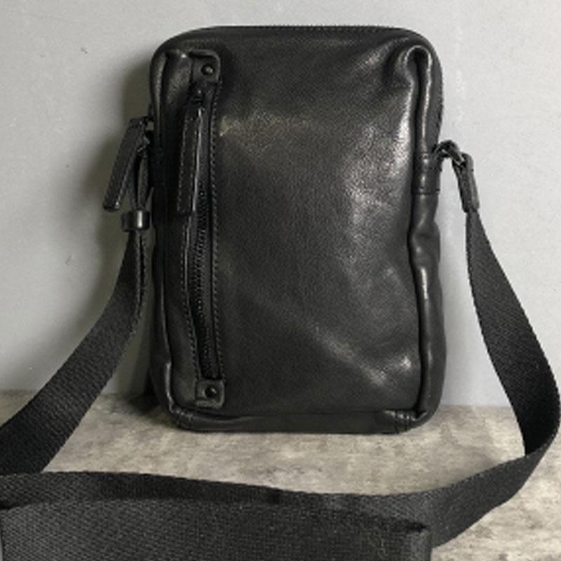 Genuine Leather Mens Cool Chest Bag Sling Bag Crossbody Bag Travel Bag Hiking Bag for men - imessengerbags