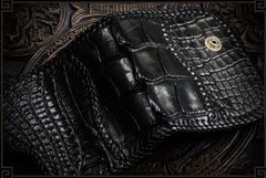 Handmade Leather Small Tooled Mens billfold Wallet Cool Chain Wallet Biker Wallet for Men