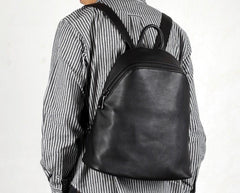 Genuine Leather Mens Cool Backpack Sling Bag Large Black Travel Bag Hiking Bag for men
