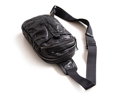 Genuine Leather Mens Cool Chest Bag Sling Bag Crossbody Bag Travel Bag Hiking Bag for men - imessengerbags