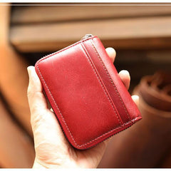 Black Leather Mens Card billfold Wallet Zipper Small Card Wallet Card Holders For Men