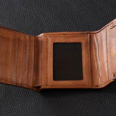 Handmade Mens Cool billfold Leather Wallet Men Small Slim Wallets Bifold for Men - imessengerbags