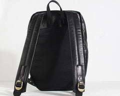Genuine Leather Mens Cool Backpack Sling Bag Large Black Travel Bag Hiking Bag for men