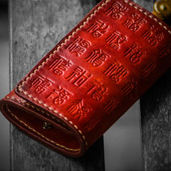 Handmade Leather Tooled Mens Cool Car Key Wallet Coin Wallet Pouch Car KeyChain for Men - imessengerbags