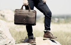 Genuine Leather Mens Cool Messenger Bag Briefcase Work Bag Business Bag for men
