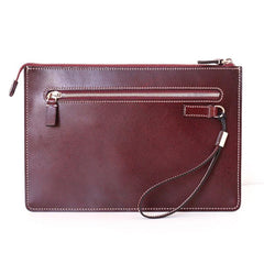 Cool Handmade Leather Mens Wristlet Bag Clutch Zipper Clutch for Men