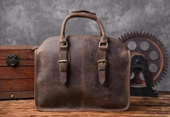 Handmade Leather Mens Cool Messenger Bag Briefcase Work Bag Business Bag for men