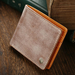 Casual Handmade Mens Black billfold Wallet Red Bifold Card Wallet Small Wallet For Men