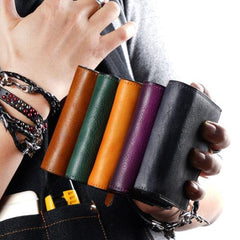 Handmade Mens Cool billfold Leather Wallet Men Small Zipper Wallets Bifold for Men - imessengerbags