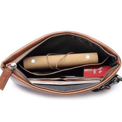 Genuine Leather Mens Urban Cohort Clutch Cool Slim Wallet Zipper Clutch Wristlet Wallet for Men