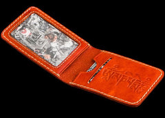 Handmade Leather License Wallet Tooled Mens billfold Wallet Cool Leather Wallet Slim Wallet for Men - imessengerbags