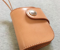Handmade Leather Biker Wallet Mens Cool Short Chain Wallet Trucker Wallet with Chain