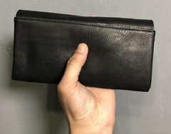 Handmade Genuine Leather Mens Cool Long Leather Wallet Phone Wallet Clutch Wallet for Men - imessengerbags