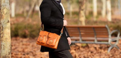 Handmade Leather Mens Cool Shoulder Bag Messenger Bag Chest Bag Bike Bag Cycling Bag for men - imessengerbags