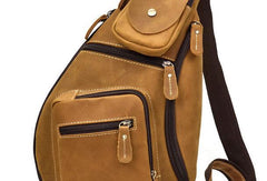 Cool Leather Chest Bag Sling CrossBody Bag Sling Travel Bag Sling Hiking Bag For Men