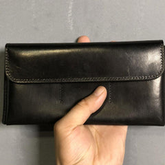 Handmade Leather Mens Cool Wallet Long Leather Wallet Clutch Wristlet Wallet for Men Women - imessengerbags