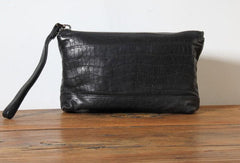 Genuine Leather Mens Clutch Cool Slim Wallet Zipper Clutch Wristlet Wallet for Men - imessengerbags