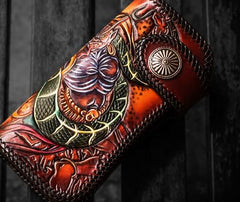Handmade Leather Prajna Ghost Mens Chain Biker Wallet Cool Leather Wallet With Chain Wallets for Men - imessengerbags