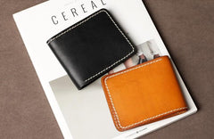 Handmade Leather Mens Cool Slim Leather Wallet Card Wallet Holders Men Small Wallets Bifold for Men - imessengerbags
