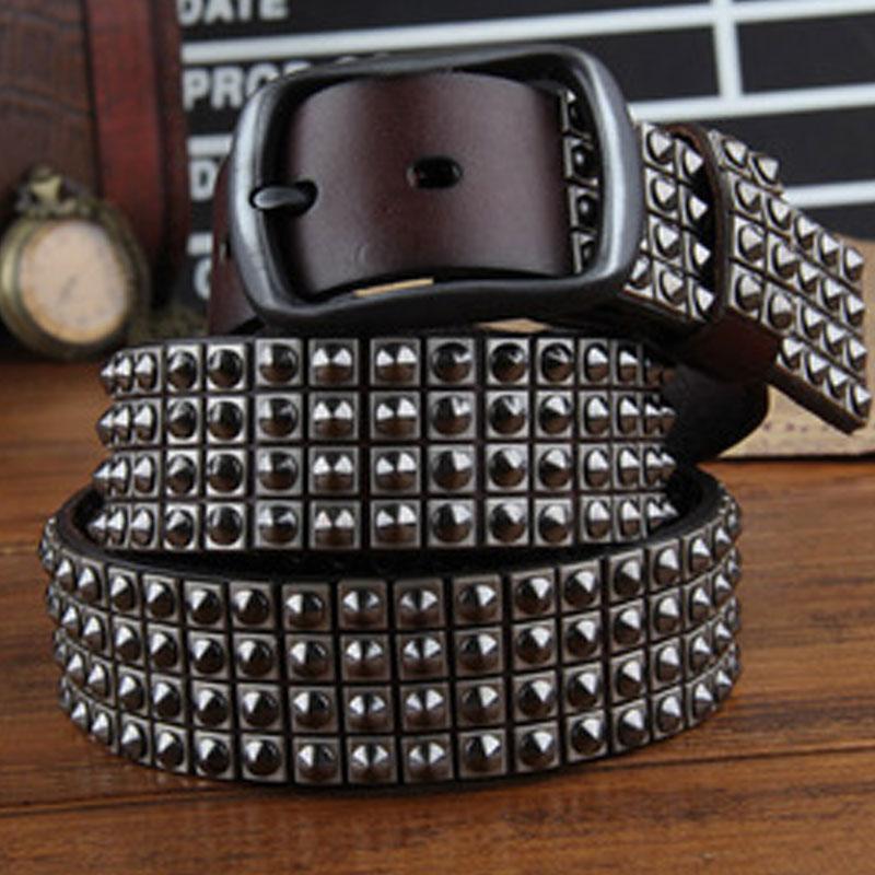 Genuine Leather Punk Rock Biker Trucker Mens Belt Men Black Coffee Belt for Men