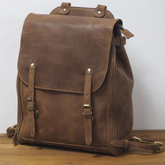 Vintage Mens Leather 15inch Laptop Backpack Leather School Backpack Travel Backpack for Men - imessengerbags