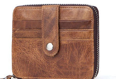 Cool Leather Small Slim Zipper Wallet billfold Wallet Card Wallets For Men - imessengerbags