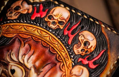 Handmade Leather Mahākāla Mens Chain Biker Wallet Cool Leather Wallet With Chain Wallets for Men - imessengerbags
