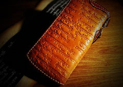 Handmade Leather Mens Tibetan Chain Biker Wallet Cool Leather Wallet Long Clutch Wallets for Men