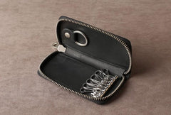 Handamde Genuine Leather Mens Cool Key Wallet Card Slim Wallet Key Holder Car Key Case for Men - imessengerbags