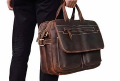 Vintage Cool Leather Briefcase Handbag Business Briefecases Shoulder Bag for men