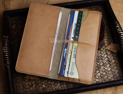 Handmade Leather Floral Mens Cool Travel Long Wallet Card Holder Card Slim Clutch Wallets for Men - imessengerbags