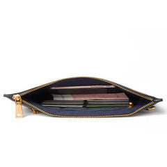 Handmade Leather Mens Clutch Cool Slim Lion Wallet Zipper Clutch Wristlet Wallet for Men