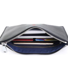 Handmade Leather Mens Clutch Cool Slim Wallet Zipper Clutch Wristlet Wallet for Men