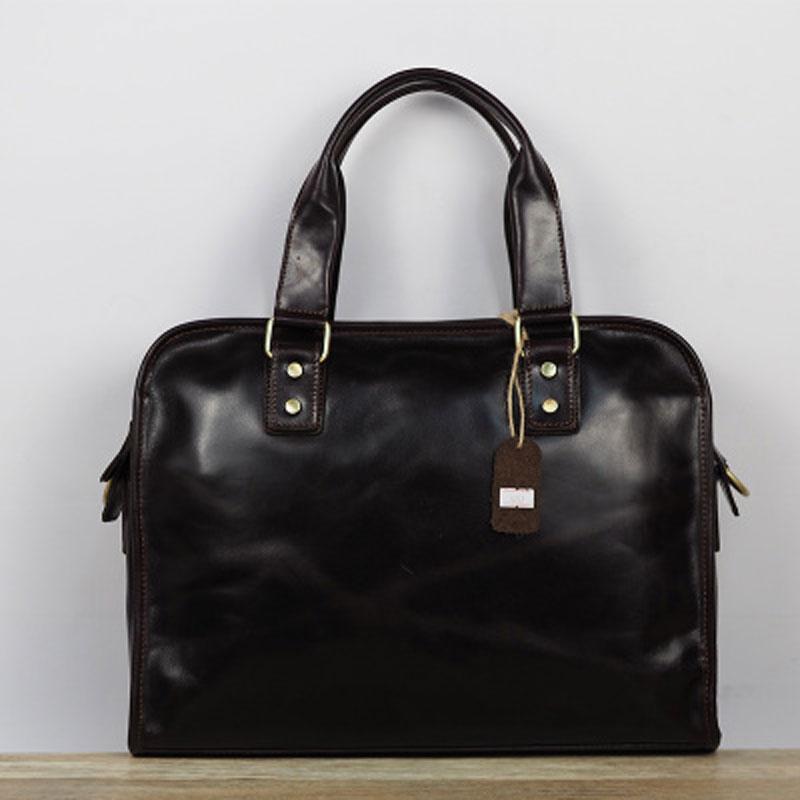 Cool Brown Coffee Leather Mens Briefcase 12inch Work Handbag Business Bag for Men - imessengerbags